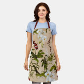 Schürze - Orchideenmuster in Beige (Getragen)