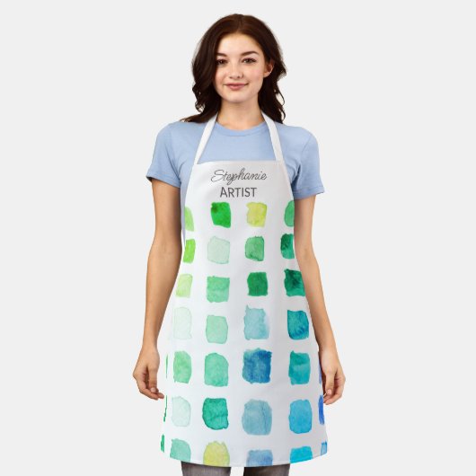 Schürze personalisiert Green Artist (Getragen)