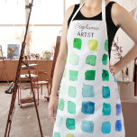Schürze personalisiert Green Artist<br><div class="desc">Diese Schürze ist mit Farbmustern in Grün- und Türkistönen dekoriert. Ideal für einen Künstler oder jemanden,  der gerne malt. Personalisieren Sie diese Schürze mit Ihrem Namen oder Monogramm. Weil wir unsere Kunstwerke erstellen,  werden Sie dieses exakte Design von anderen Designern nicht finden. Original Wasserfarbe © Michele Davies.</div>