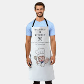Schürze | Personalisierte Küche Name & Koch Cartoo (Getragen)