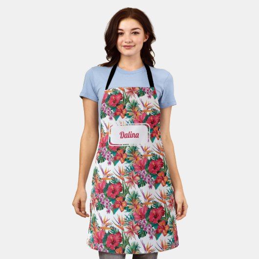 Schürze personalisierter tropischer Blume (Getragen)