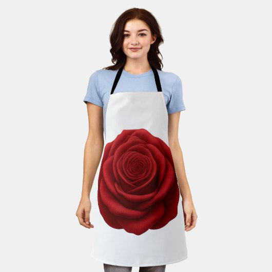 Schürze - Rote Rosenblüte (Getragen)