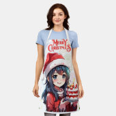 Schürze Schönes Mädchen in einem roten Polka Weihn (Getragen)