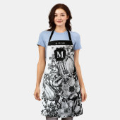 Schürze Schwarz-Weiß-Monogramm (Getragen)