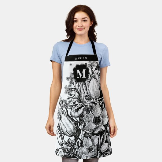 Schürze Schwarz-Weiß-Monogramm (Getragen)