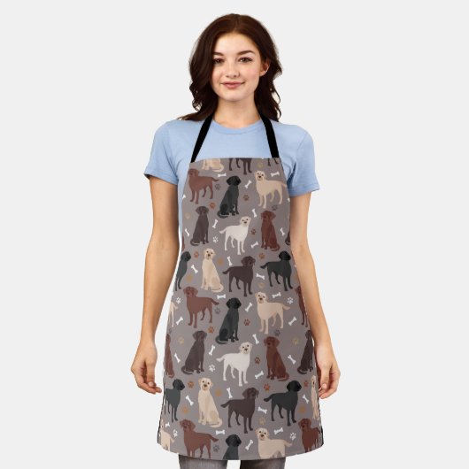 Schürze von Labrador Retriever Paws and Bones (Getragen)