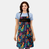 Schürze von roten Rostermustern (Getragen)