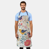 Schürze von Vogel- und Blumenmuster (Getragen)
