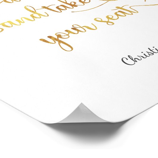 "Schuss ab und nimm Platz" Hochzeitszeichen Poster (Ecke)