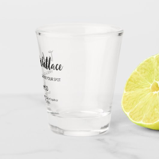 Schuss, dann finde deinen Platz personalisiert Schnapsglas (Rechts)