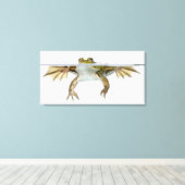 Schuss einer genießbaren Froschdecke vor einem Leinwanddruck (Insitu (Holzboden))