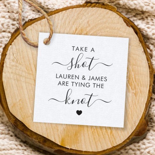 Schuss, sie binden die Knotenhochzeit Geschenkanhänger