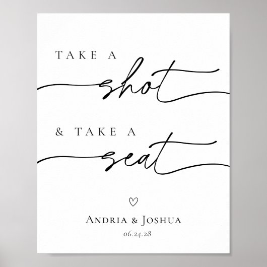 Schuss und nimm ein Seat Wedding Sign Poster (Vorne)