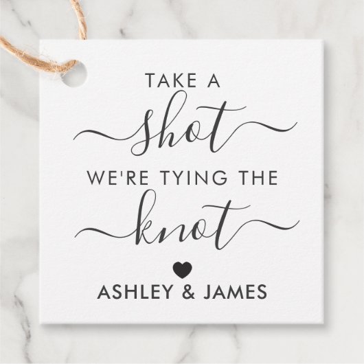 Schuss, wir binden die Knoten Hochzeit Geschenkanhänger (Vorderseite)