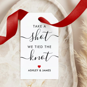 Schuss, wir geben das Geschenk für die Knot Weddin Geschenkanhänger