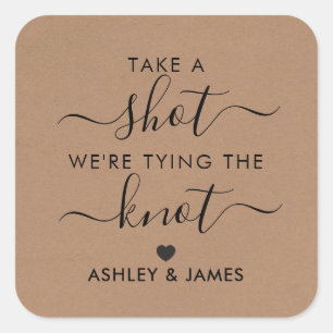 Schuss, wir tippen den Geschenktag für Knot-Hochze Quadratischer Aufkleber