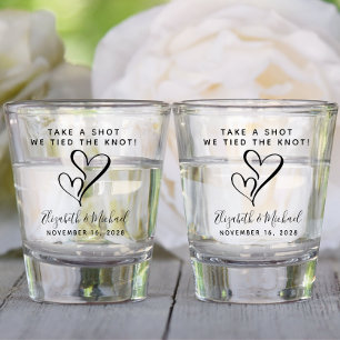 Schuss, wir tippen die Knoten-Gastgeschenk Hochzei Schnapsglas