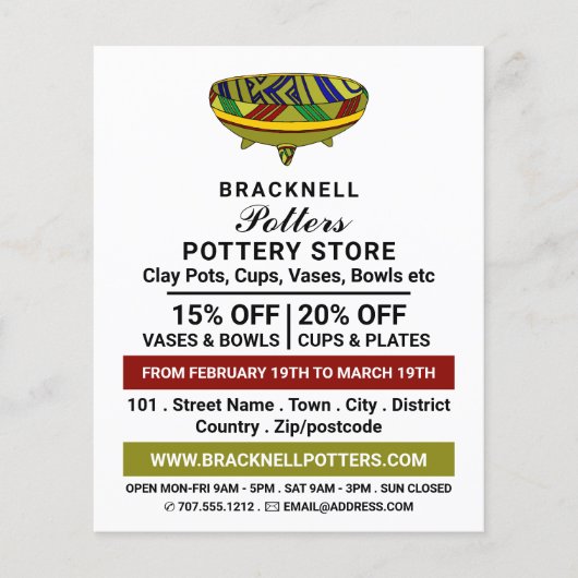 Schüssel dekorieren, Keramik-Geschäft, Potter-Werb Flyer (Vorne)