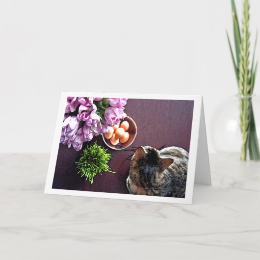 Schüssel Eier. Schnappschuß 1 Feiertagskarte (Vorderseite)