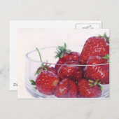 Schüssel Erdbeeren Postkarte (Vorne/Hinten)