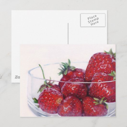 Schüssel Erdbeeren Postkarte (Vorne/Hinten)
