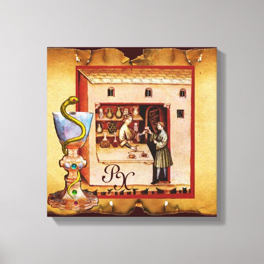 SCHÜSSEL HYGEIA MONOGRAMM Medizin, Apotheke Leinwanddruck (Vorderseite)