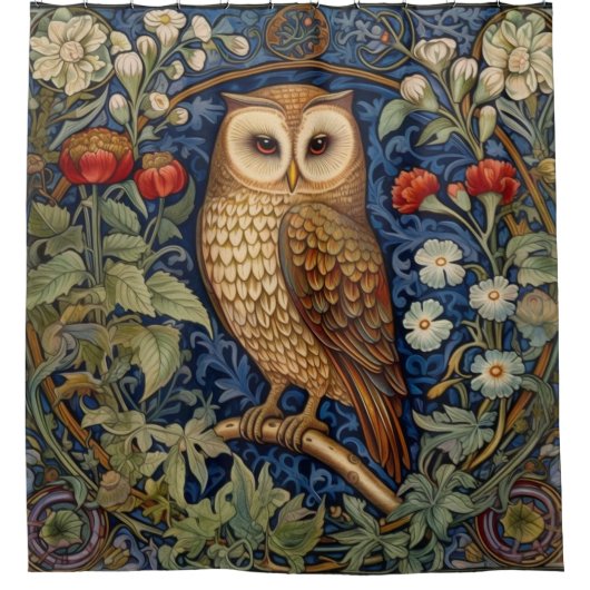 Schüssel im Garten William Morris Stil Duschvorhang (Vorderseite)