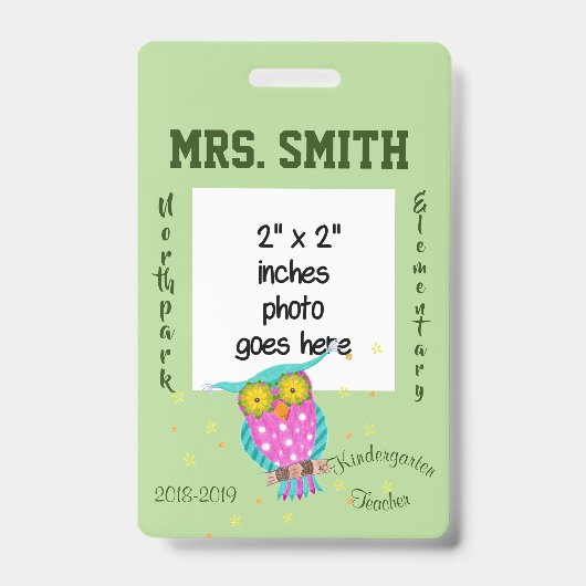 Schüssel mit blühenden Augen Lehrer ID-Abzeichen Ausweis (Vorderseite)