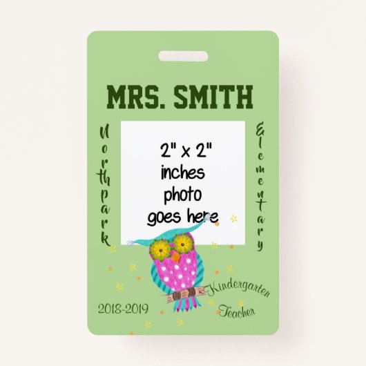 Schüssel mit blühenden Augen Lehrer ID-Abzeichen Ausweis (Vorderseite)