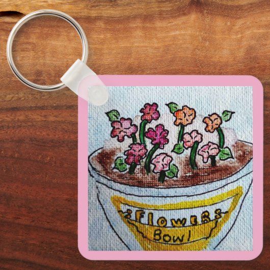 Schüssel mit Blume hellrosa Schlüsselanhänger (Vorderseite)