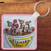 Schüssel mit Blume hellrosa Schlüsselanhänger (Rückseite)