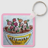 Schüssel mit Blume hellrosa Schlüsselanhänger (Rückseite)