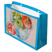 Schüssel mit Geschenktasche für rote und grüne Äpf Große Geschenktüte (Rückseite Schrägansicht)