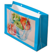 Schüssel mit Geschenktasche für rote und grüne Äpf Große Geschenktüte (Vorderseite Schrägansicht)