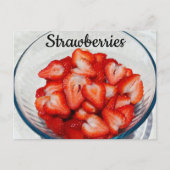 Schüssel mit geschnitten Roten Erdbeeren Fotografi Postkarte (Vorderseite)
