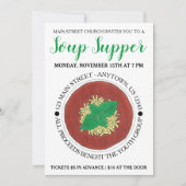 Schüssel mit heißem Tomaten Basilikum Kekssuppe Ob Einladung (Vorderseite)