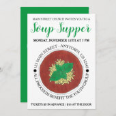 Schüssel mit heißem Tomaten Basilikum Kekssuppe Ob Einladung (Vorne/Hinten)