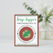 Schüssel mit heißem Tomaten Basilikum Kekssuppe Ob Einladungspostkarte (Stehend Vorderseite)