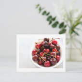 Schüssel mit Kirschen Feiertagspostkarte (Stehend Vorderseite)