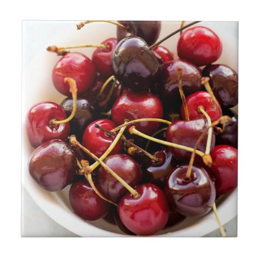 Schüssel mit Kirschen Fliese (Vorderseite)