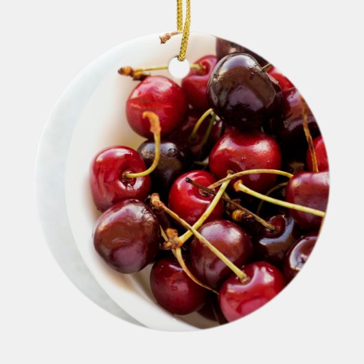 Schüssel mit Kirschen Keramik Ornament (Vorne)