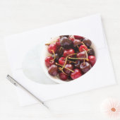 Schüssel mit Kirschen Ovaler Aufkleber (Umschlag)