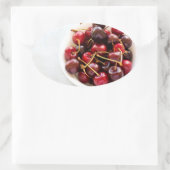 Schüssel mit Kirschen Ovaler Aufkleber (Tasche)
