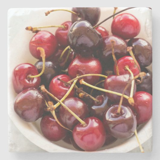Schüssel mit Kirschen Steinuntersetzer (Vorderseite)