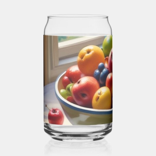 Schüssel mit Obst auf Tisch klassische Ölmalerei Dosenglas (Vorderseite)