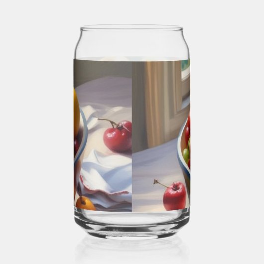Schüssel mit Obst auf Tisch klassische Ölmalerei Dosenglas (Rechts)