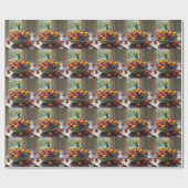 Schüssel mit Obst auf Tisch klassische Ölmalerei Geschenkpapier (Flach)