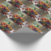 Schüssel mit Obst auf Tisch klassische Ölmalerei Geschenkpapier (Ecke)