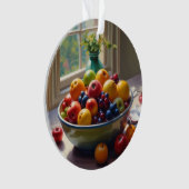 Schüssel mit Obst auf Tisch klassische Ölmalerei Ornament (Vorderseite)