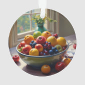 Schüssel mit Obst auf Tisch klassische Ölmalerei Ornament (Rückseite)